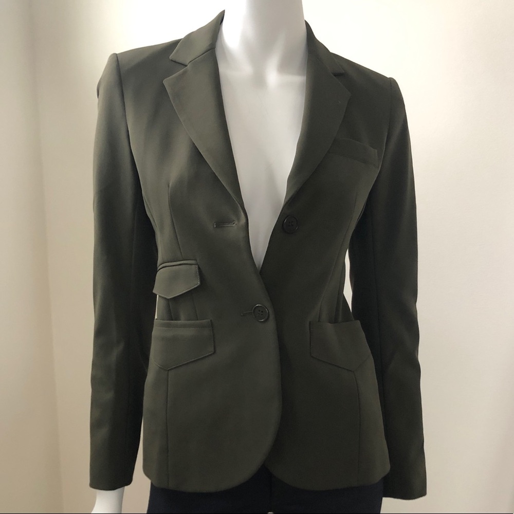Theory Olive Green Tailored Two Button Blazer Jacket Size 0